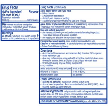 Phillips Milk of Magnesia Wild Cherry Liquid Laxative