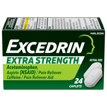Excedrin Extra Strength Caplets for Headache Pain Relief, Acetaminophen 250mg, Aspirin 250mg, Caffeine 65mg, Pain Reliever