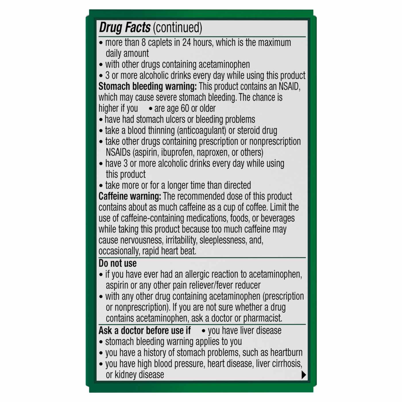 Excedrin Extra Strength Pain Reliever Caplets; image 6 of 8