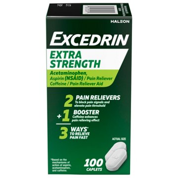 Excedrin Extra Strength Pain Relief Caplets for Headache Relief, Acetaminophen 250mg, Aspirin 250mg, Caffeine 65mg, Pain Reliever
