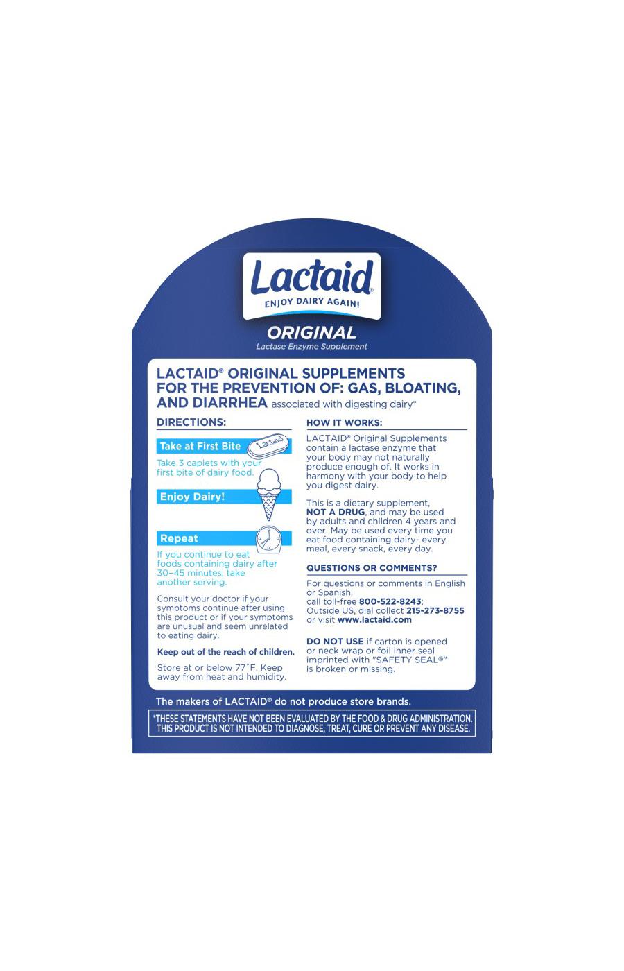 Lactaid Original Strength Lactose Intolerance Caplets; image 5 of 6