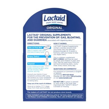 Lactaid Original Strength Lactose Intolerance Caplets