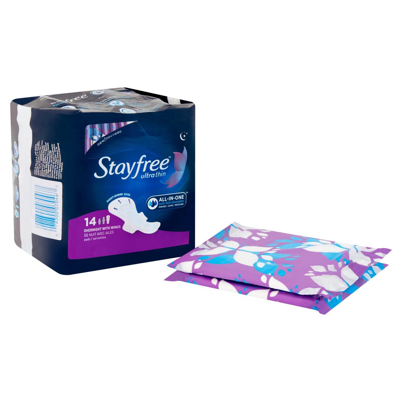Stayfree Ultra Thin Overnight Pads with Wings; image 7 of 7