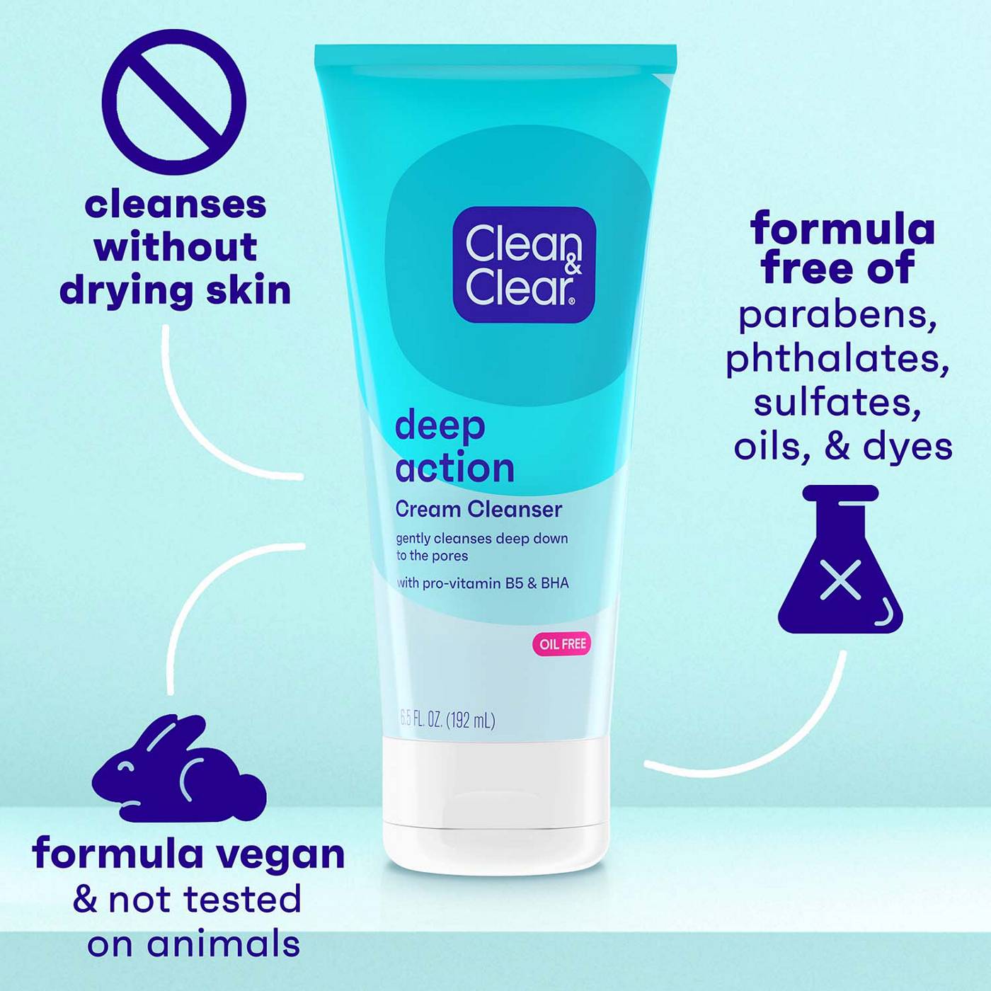 Clean & Clear Deep Action Cream Cleanser; image 3 of 5