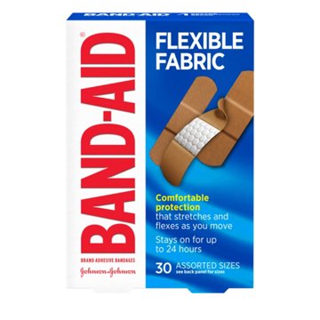 Band-Aid Flexible Fabric Bandages - Assorted Sizes, 30 ct