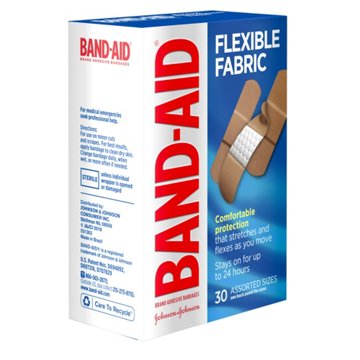Band-Aid Flexible Fabric Bandages - Assorted Sizes, 30 ct