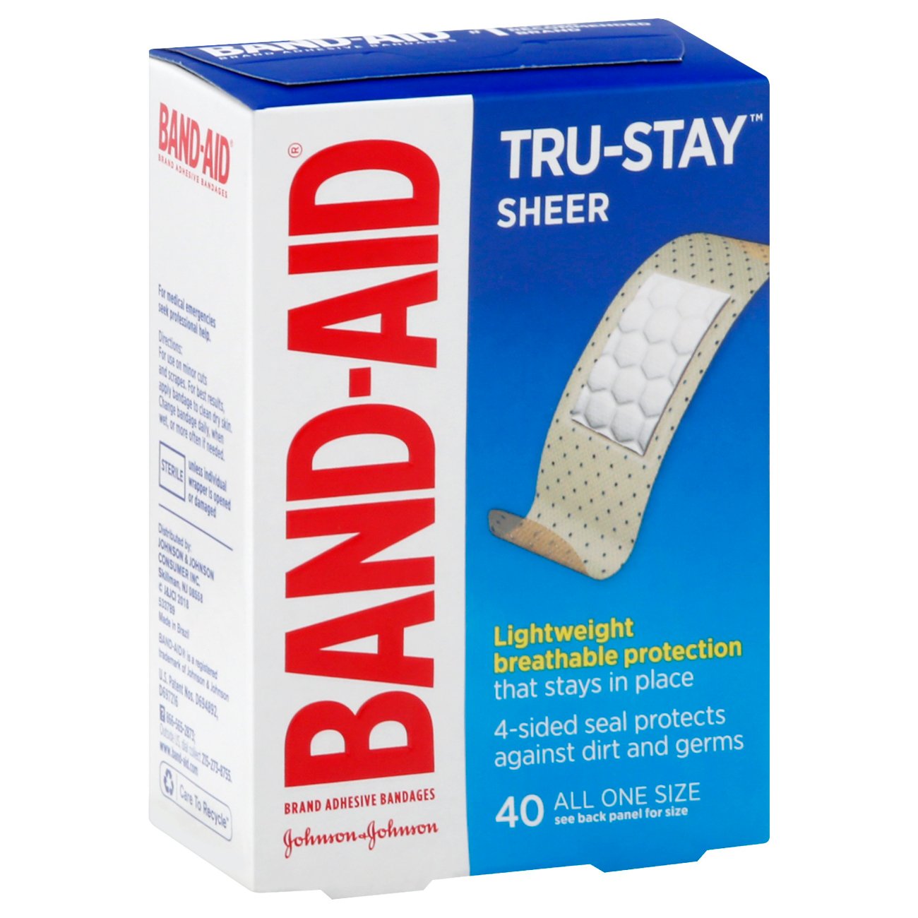 Band-Aid Brand Tru-Stay Sheer Adhesive Bandages, All One Size, 40 Count HSA/FSA Eligible