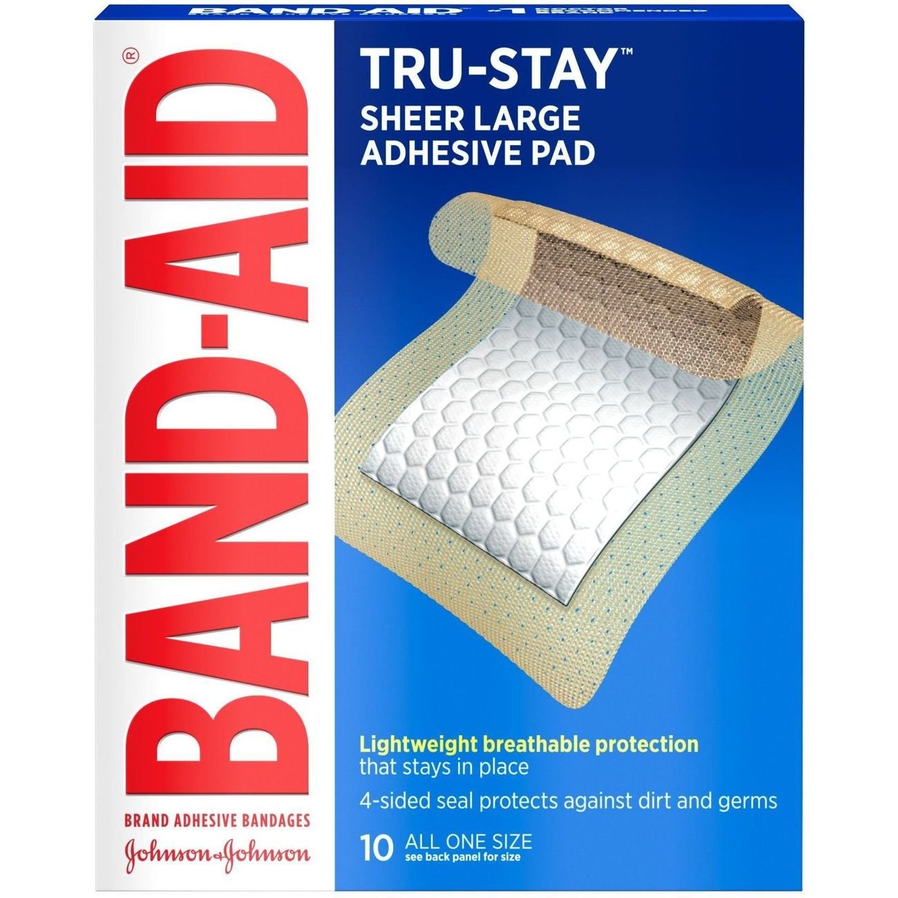 Band-Aid Tru-Stay Sheer Adhesive Pads, Large - Shop Bandages & gauze at ...
