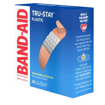 Band-Aid Tru-Stay Plastic Bandages, 60 ct