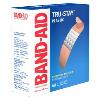 Band-Aid Tru-Stay Plastic Bandages, 60 ct