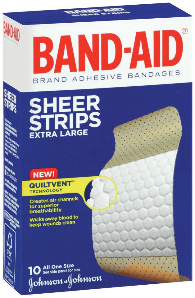 Band-Aid Sheer Strips Extra Large Adhesive Bandages - Shop Bandages ...