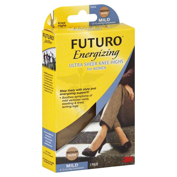 Futuro Energizing Ultra Sheer Knee Highs For Women Medium Nude Mild