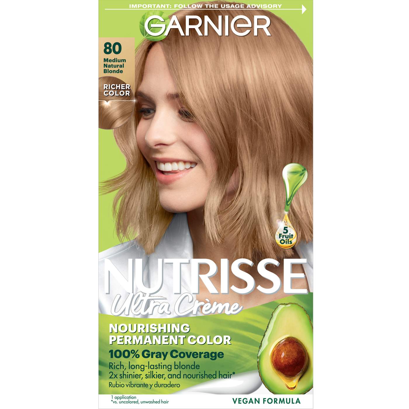 Garnier Nutrisse Nourishing Hair Color Creme - 80 Medium Natural Blonde (Butternut); image 1 of 9
