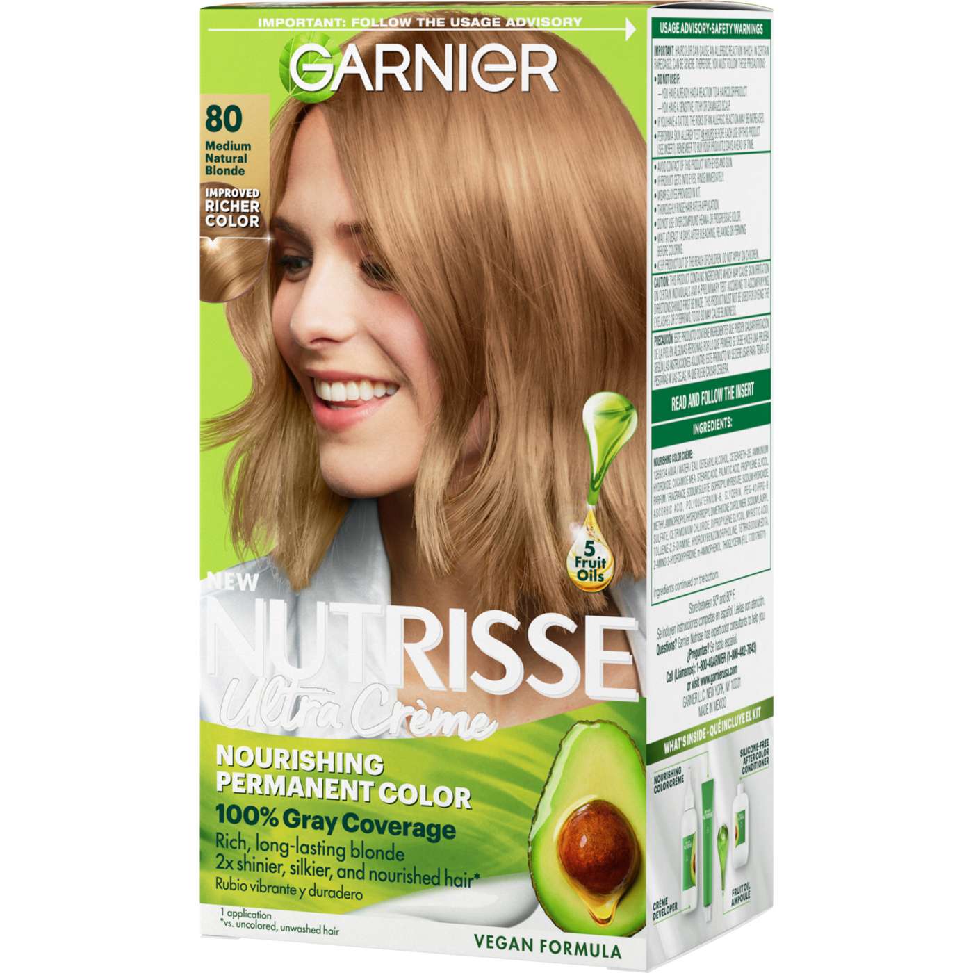 Garnier Nutrisse Nourishing Hair Color Creme - 80 Medium Natural Blonde (Butternut); image 7 of 9