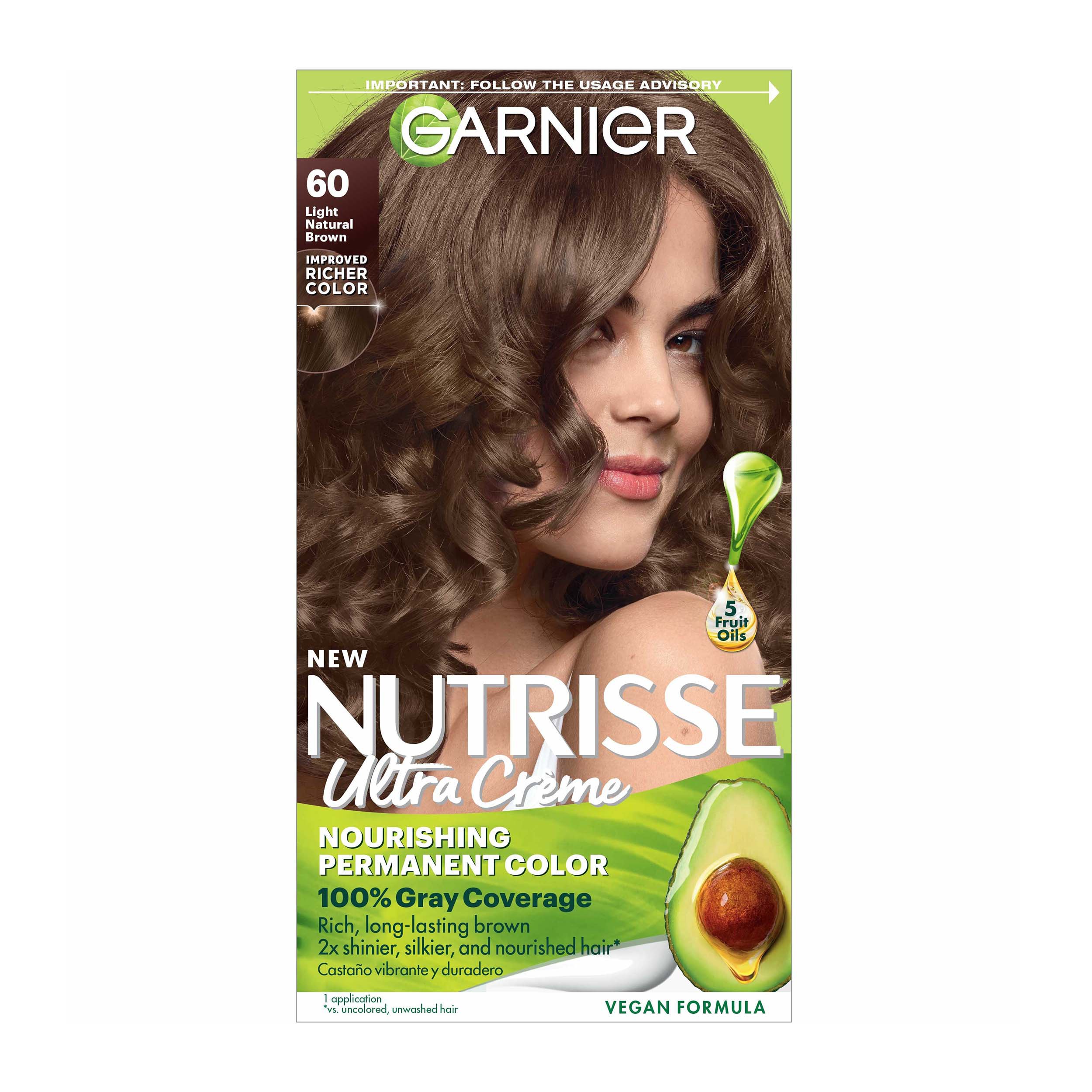 Garnier Nutrisse Nourishing Hair Color Creme 60 Light Natural Brown ...