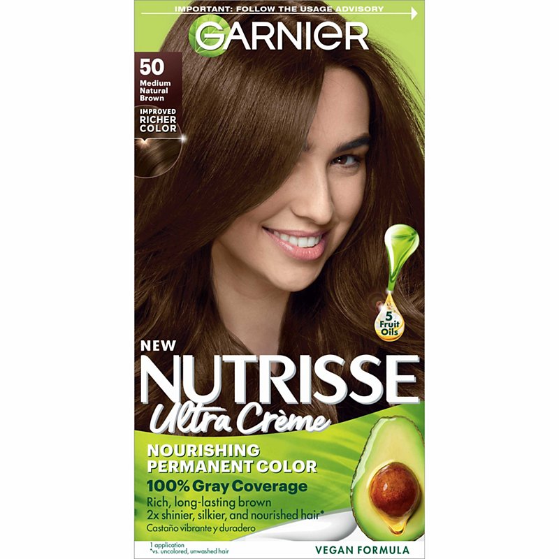 Garnier Nutrisse Nourishing Hair Color Creme 50 Medium Natural Brown  (Truffle) - Shop Hair Care at H-E-B