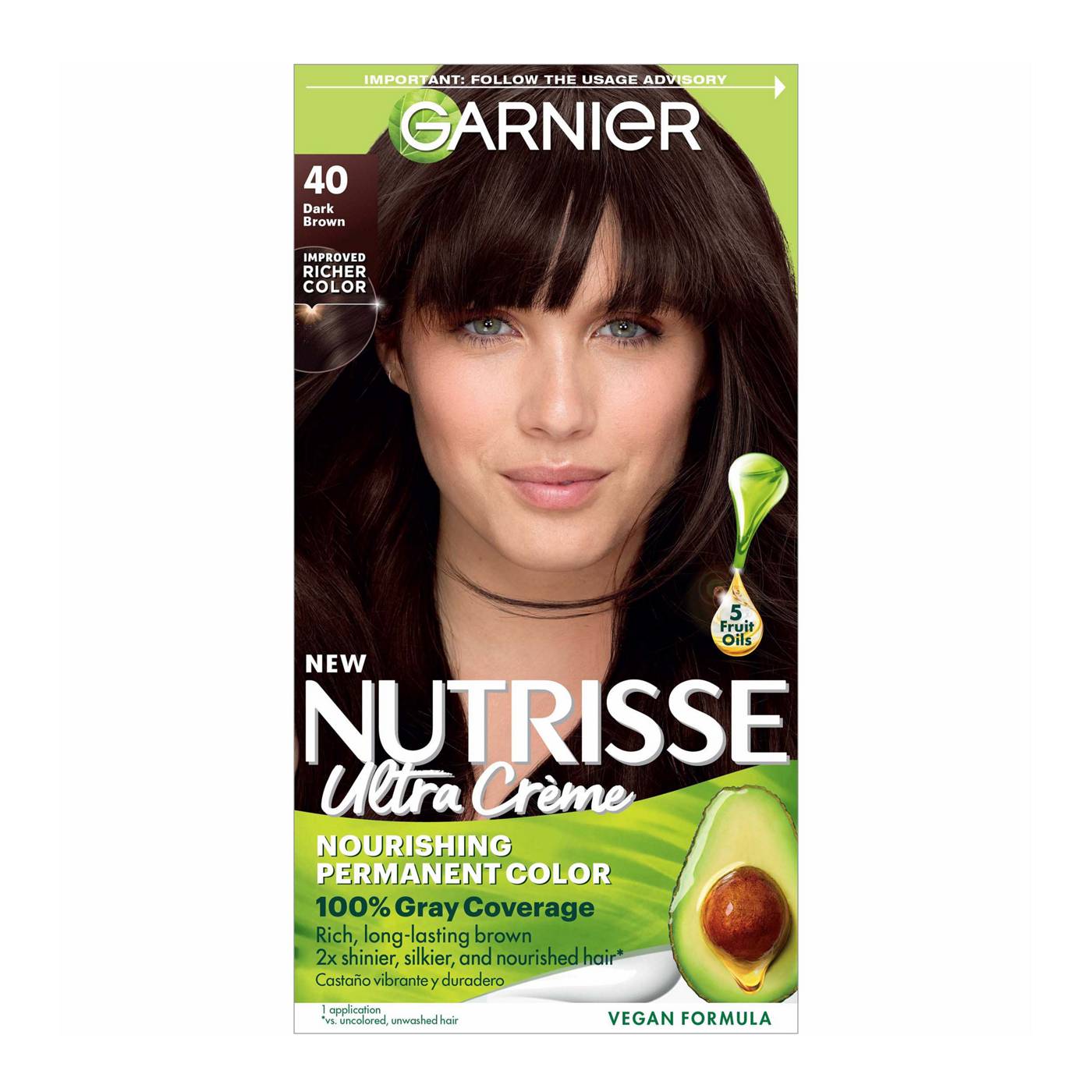 Garnier Nutrisse Nourishing Hair Color Creme 40 Dark Brown (Dark