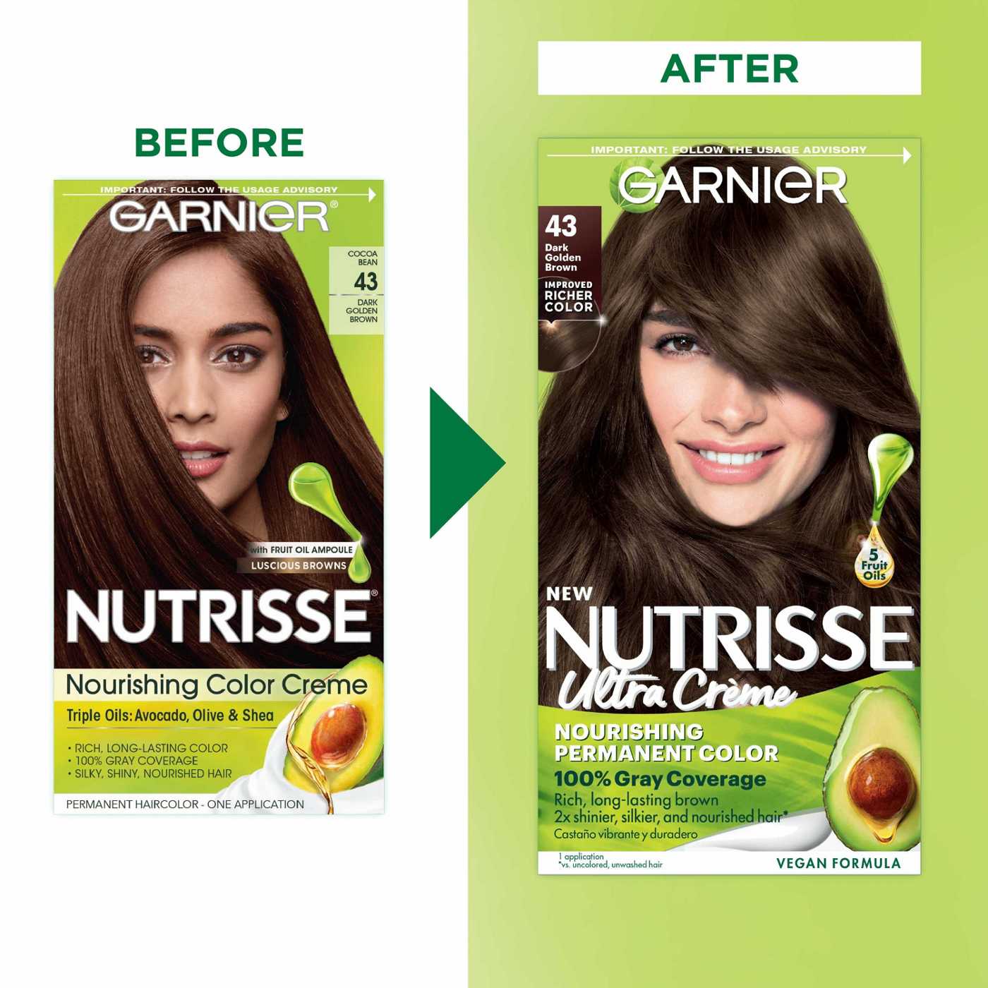 Garnier Nutrisse Nourishing Hair Color Creme - 43 Dark Golden Brown; image 4 of 10