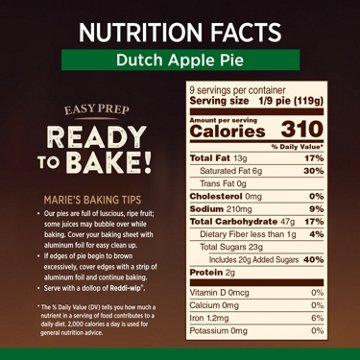Marie Callender's Dutch Apple Pie Ready to Bake Frozen Dessert, 38 oz