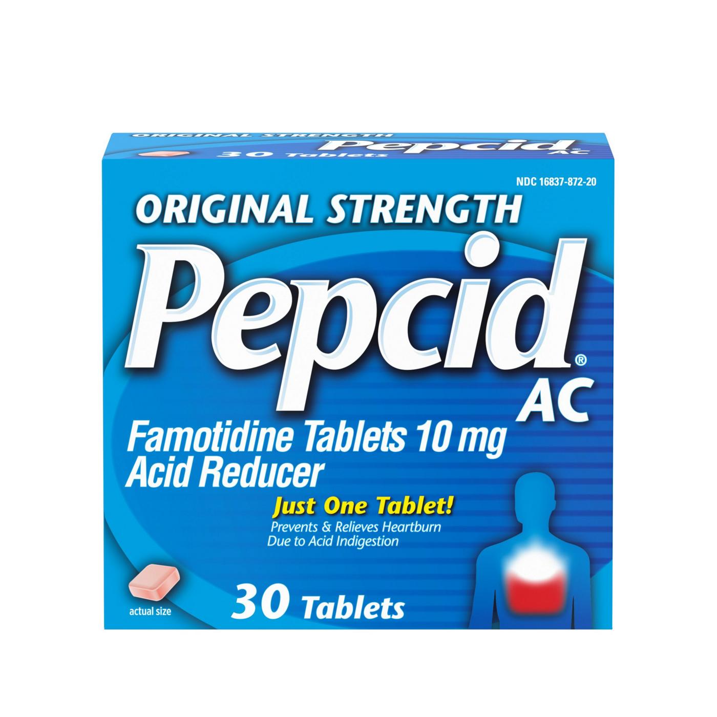 Pepcid Original Strength Heartburn Famotidine Tablets; image 1 of 8