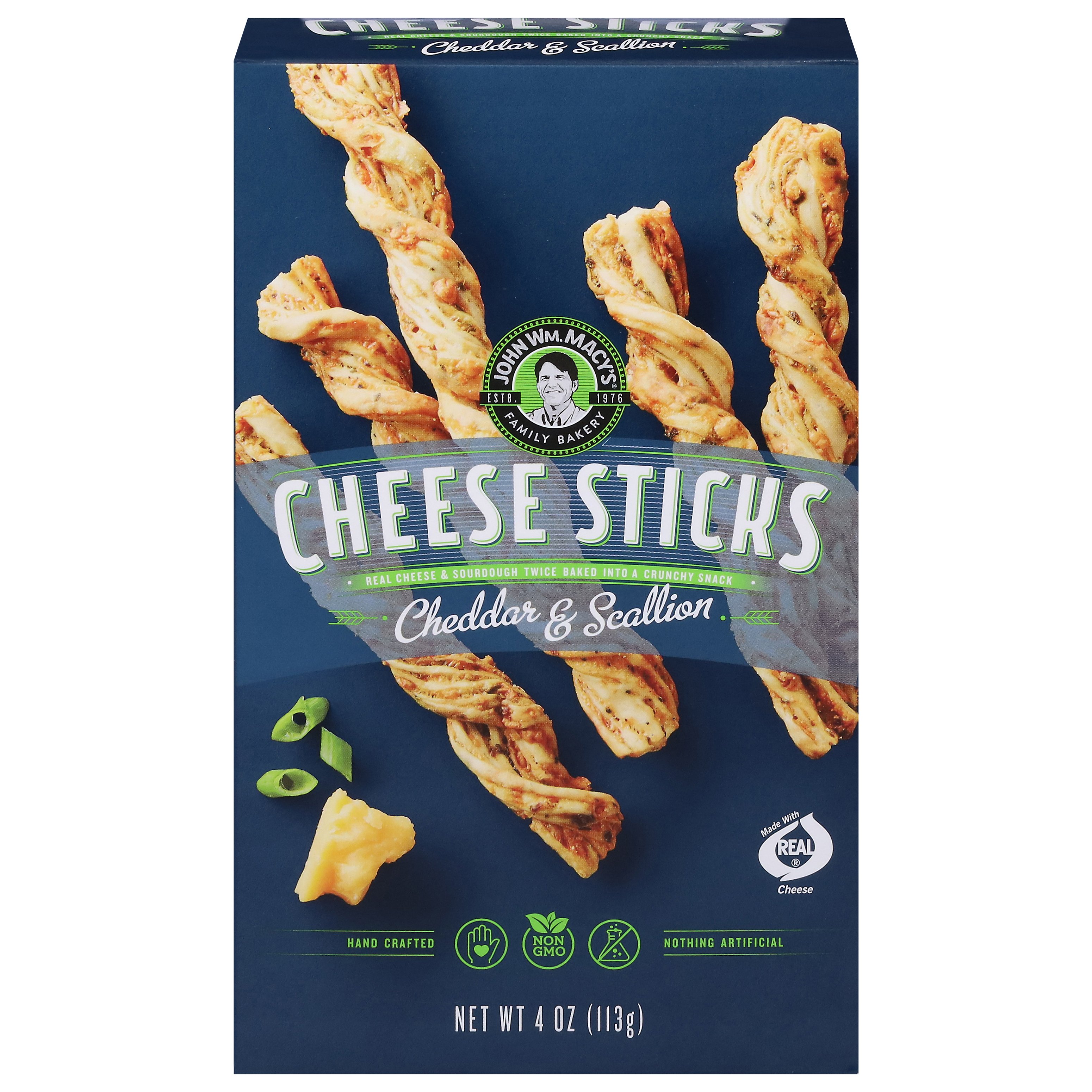 John Wm. Macy's Cheddar & Scallion Cheese Sticks Shop Crackers