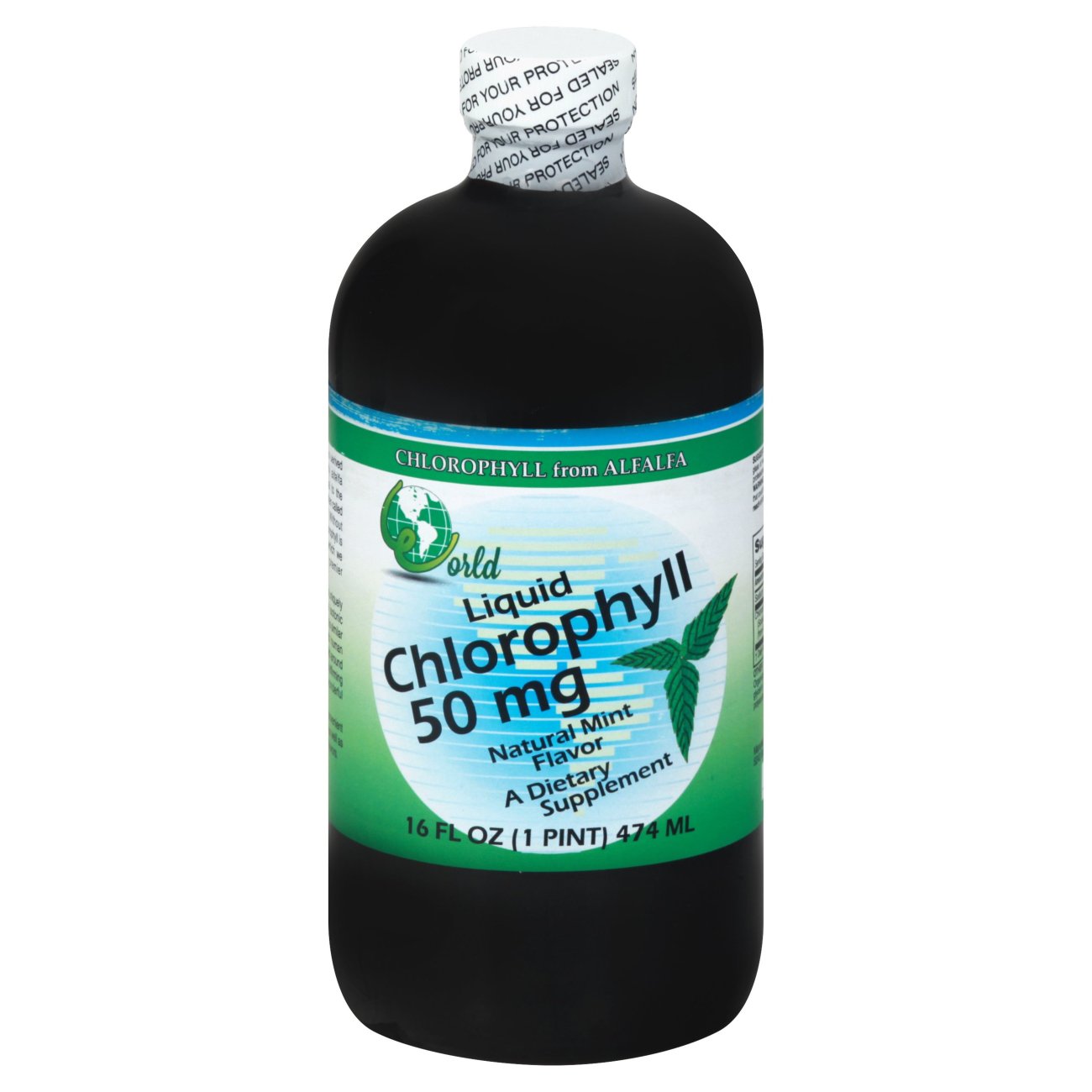World Organic Chlorophyll, Liquid, 100 mg, with Spearmint and Glycerin - 16 fl oz