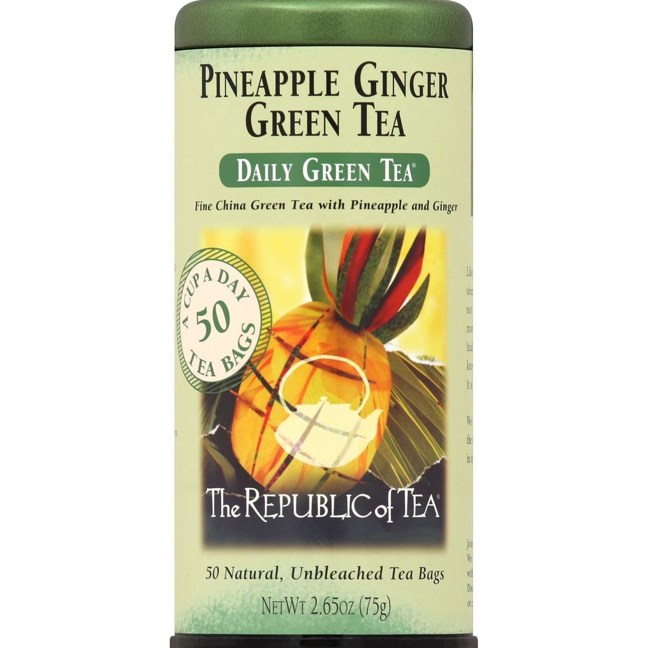 The Republic of Tea Pineapple Ginger Green Tea Bags, 50 ct
