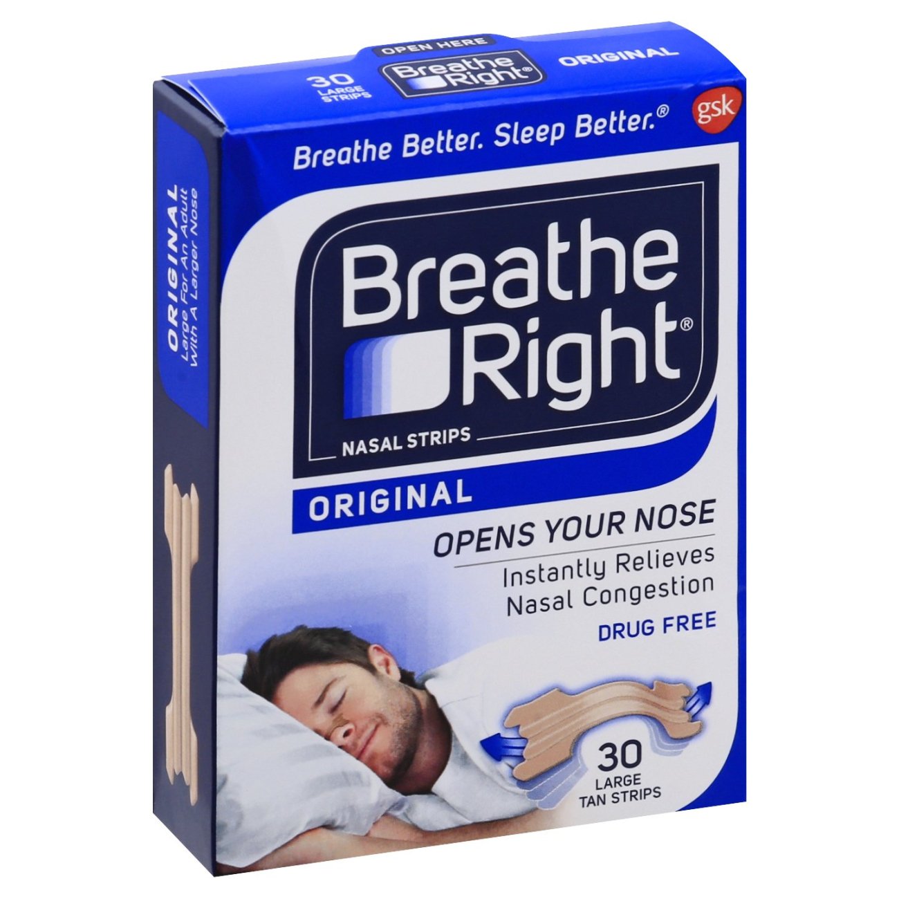 BREATHE RIGHT Breathe Right Nasal Strips Tan Large - Shop Sinus & Allergy  at H-E-B