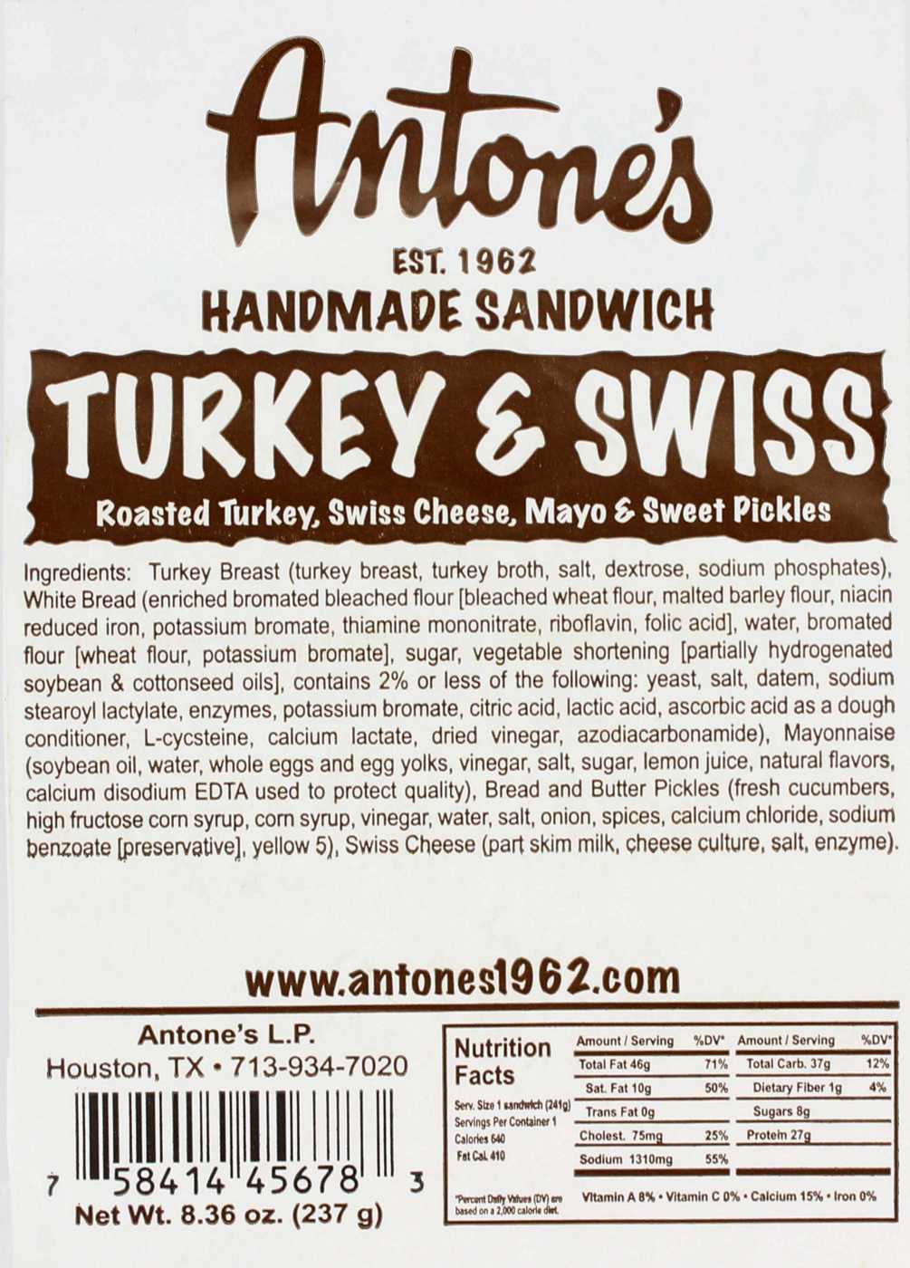 Antone's Turkey and Swiss Sandwich; image 2 of 2