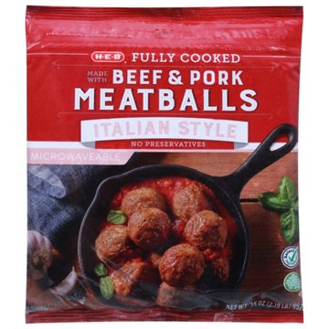 H-E-B Fully Cooked Frozen Beef & Pork Meatballs - Italian Style, 35 oz