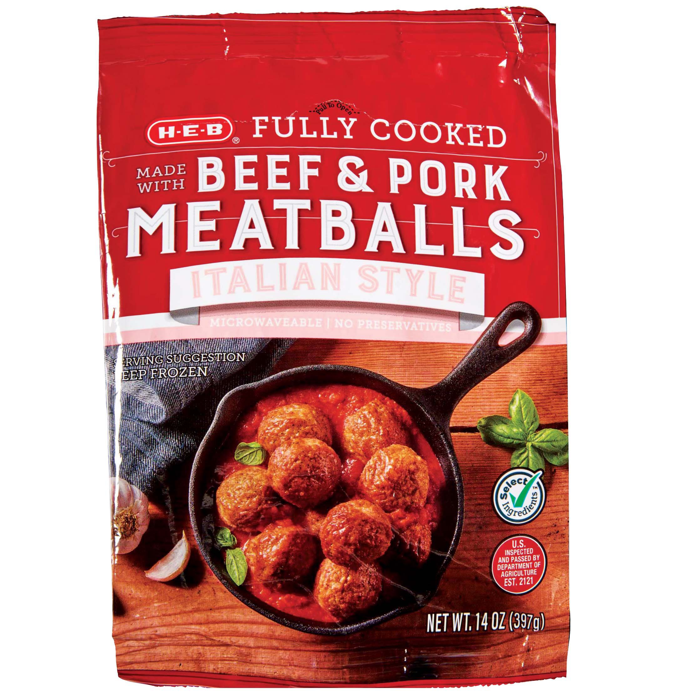 H-E-B Select Ingredients Fully Cooked Italian Style Meatballs - Shop ...