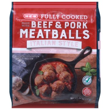 H-E-B Fully Cooked Frozen Beef & Pork Meatballs - Italian Style, 14 oz