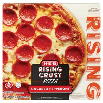 H-E-B Rising Crust Frozen Pizza - Uncured Pepperoni, 27.8 oz