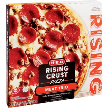 H-E-B Rising Crust Frozen Pizza - Meat Trio, 29.75 oz