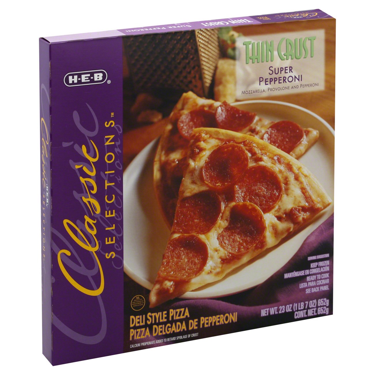 H-E-B Classic Selections Deli Style Thin Crust Super Pepperoni Pizza ...