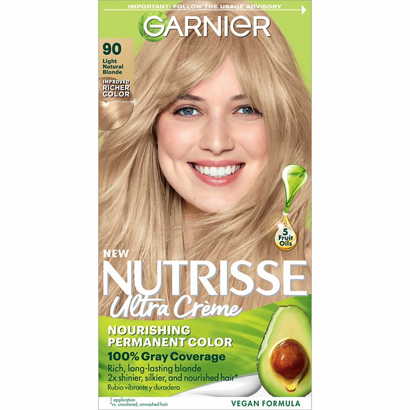 Garnier Nutrisse Nourishing Hair Color Creme 90 Light Natural Blonde  (Macadamia) - Shop Hair Care at H-E-B