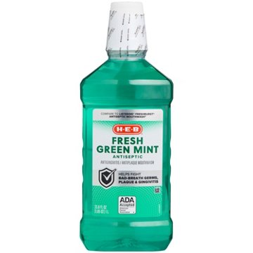 H-E-B Antiseptic Mouthwash - Fresh Green Mint, 33.8 oz