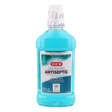 H-E-B Cool Blue Mint Antiseptic Mouthwash, 16.9 oz