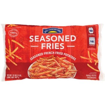Hill Country Fare Frozen French Fries - Seasoned, 32 oz