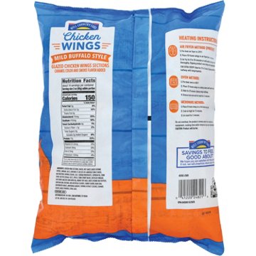 Hill Country Fare Heat & Eat Frozen Chicken Hot Wings - Mild Buffalo Style, 4 lb bag
