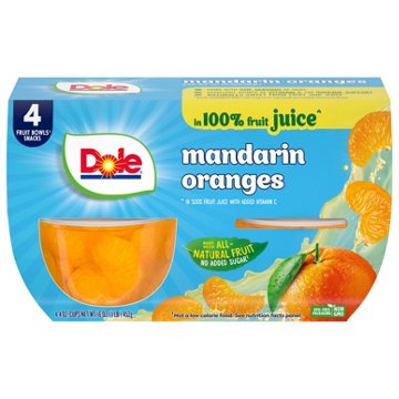 Dole Fruit Bowls - Mandarin Oranges in 100% Juice, 4 ct