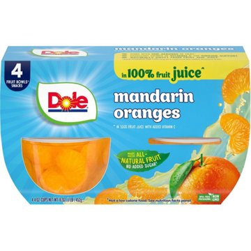 Dole Fruit Bowls - Mandarin Oranges in 100% Juice, 4 ct