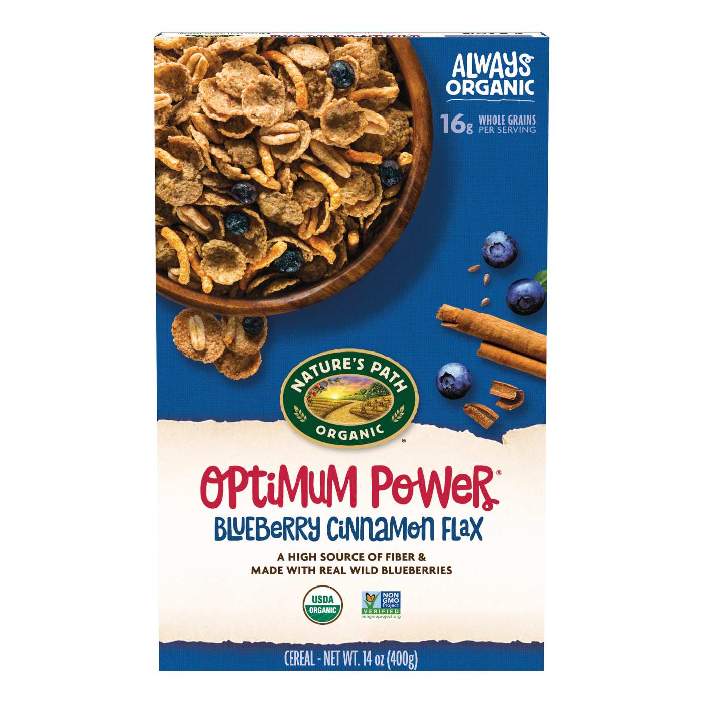 Nature's Path Optimum Power Blueberry Cinnamon Flax Cereal; image 1 of 6