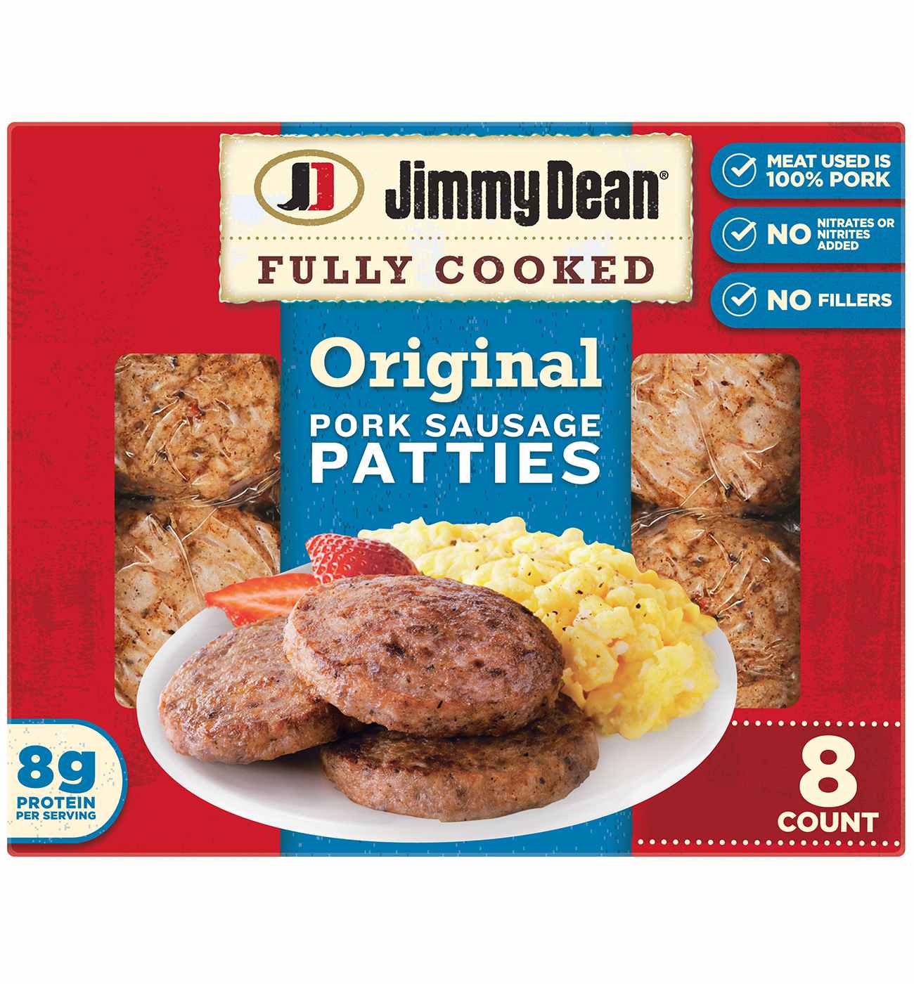 Jimmy Dean Fully Cooked Pork Breakfast Sausage Patties - Original, 8 ct; image 1 of 5