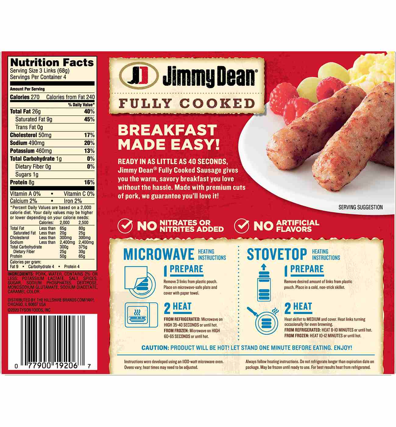 Jimmy Dean Fully Cooked Pork Breakfast Sausage Links - Original, 12 ct; image 2 of 2