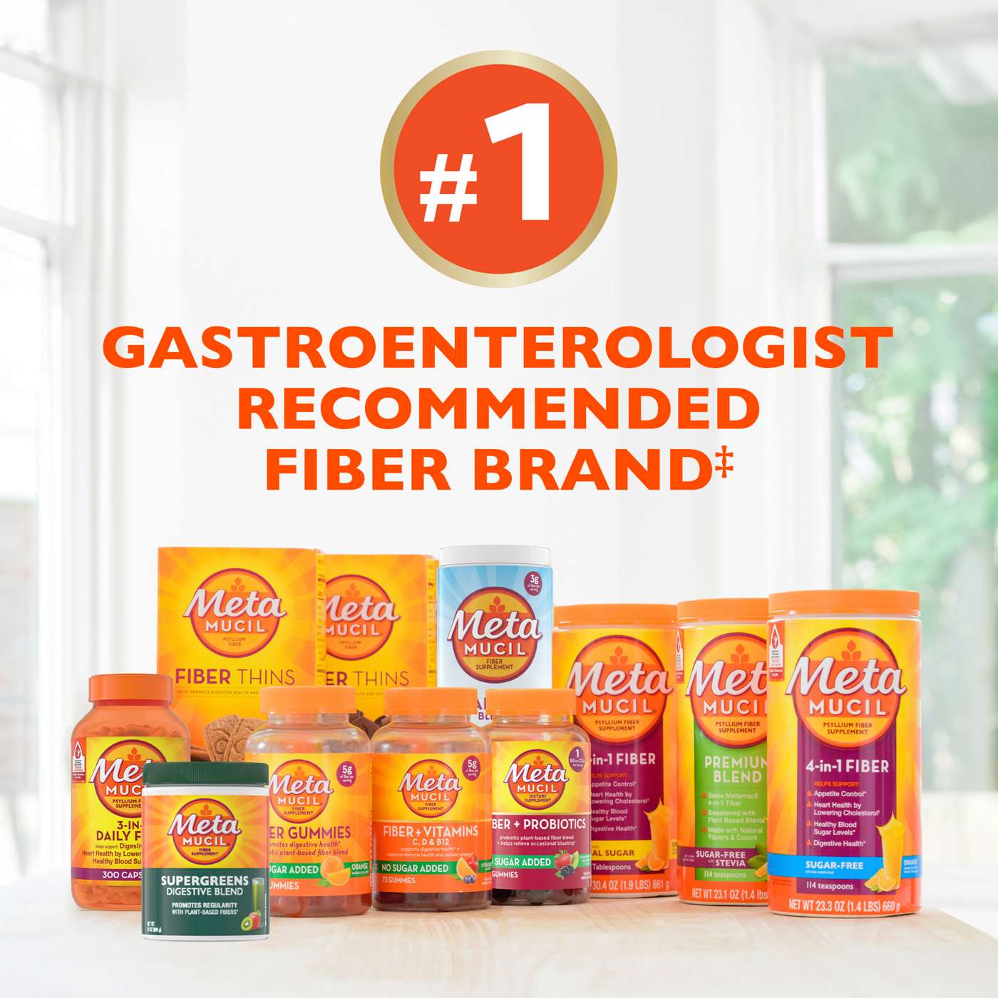 Metamucil 4-in-1 Psyllium Husk Fiber Supplement, Pant-Based & Sugar-Free, Daily Fiber Powder for Digestive Health, Orange Flavor; image 4 of 10