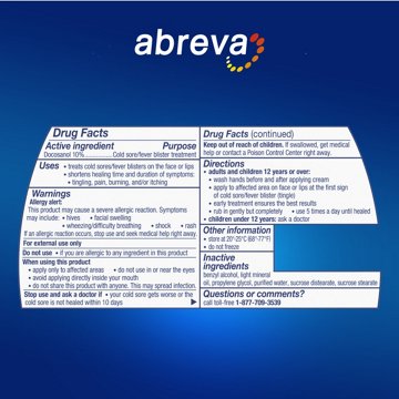 Abreva Abreva Docosanol 10% Cream Cold Sore Treatment, 0.07 oz, 0.07 oz