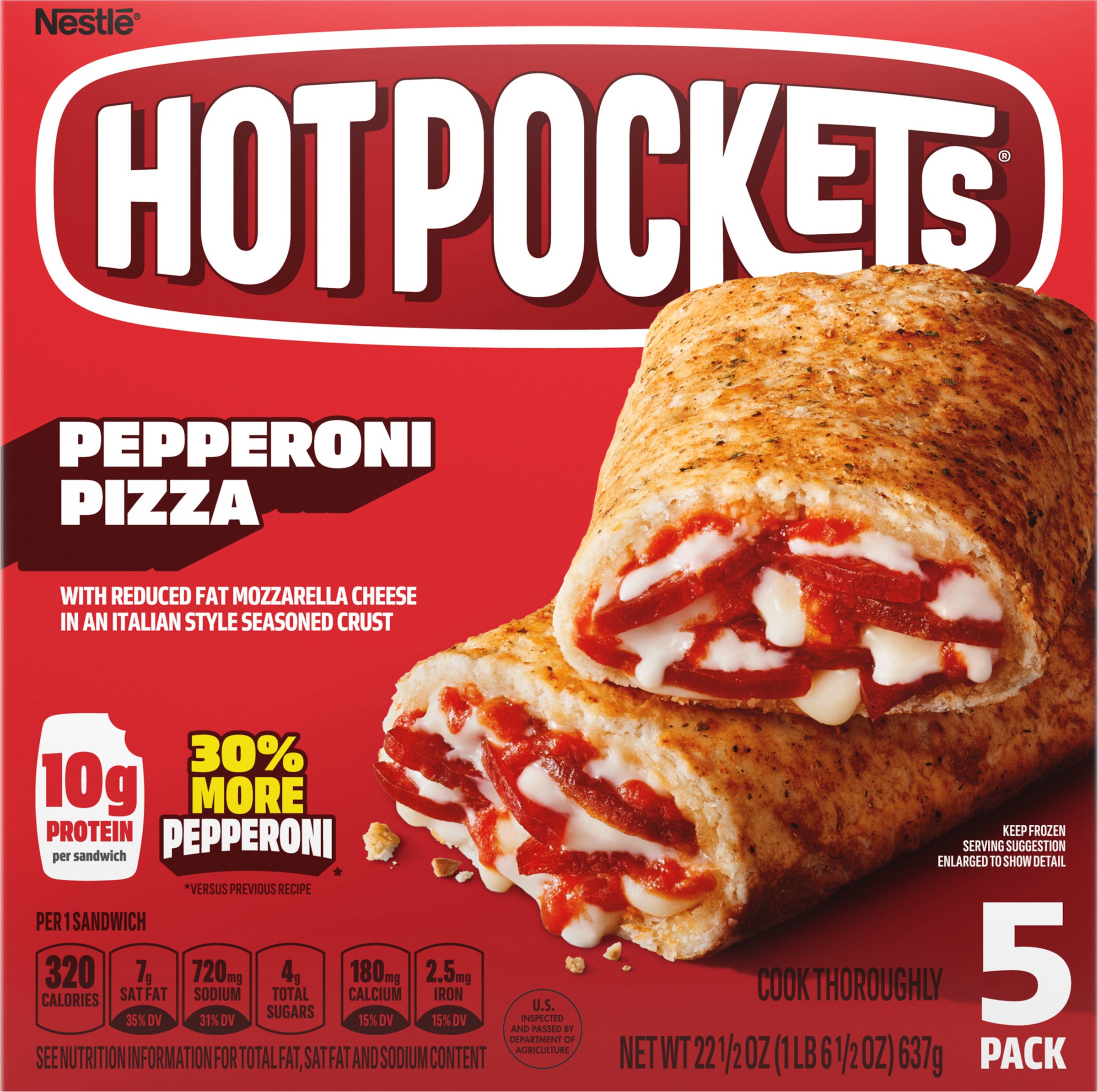 Hot Pockets Pepperoni Pizza Frozen Sandwiches Shop Meals Sides At H E B