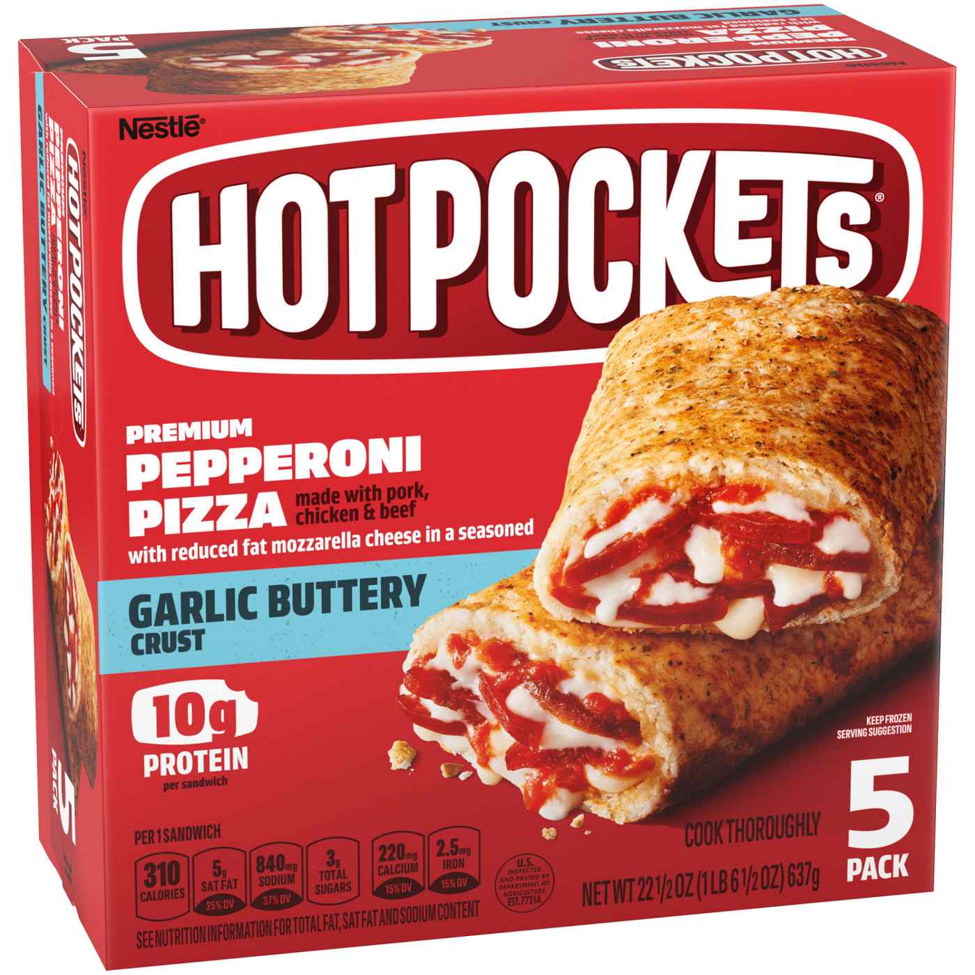Hot Pockets Pepperoni Pizza Frozen Sandwiches - Garlic Buttery Crust; image 2 of 7