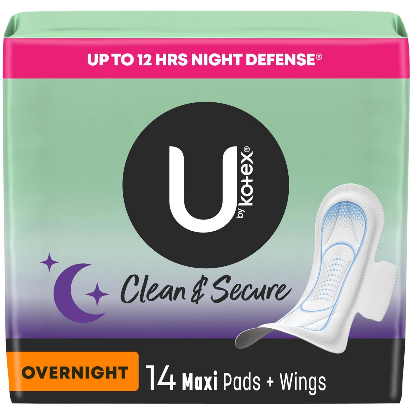 U by Kotex Clean & Secure Overnight Maxi Pads; image 1 of 8